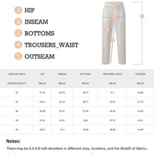 JMIERR Mens Casual Linen Pants Loose Fit Straight Legs Lightweight Elastic Waist Drawstring Trousers Summer Beach Yoga Pant Baggy US 34(M) Blue