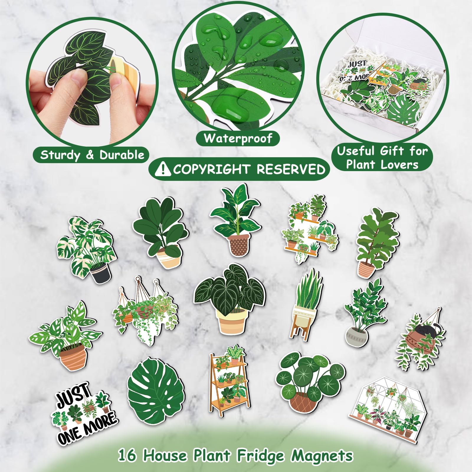 Huray Rayho Plant Fridge Magnets Cute Monstera Leaf House Refrigerator Magnets Decal Just One More Plant Signs Housewarming Gift for Plant Lover Home Kitchen Decor Office Locker Whiteboard Stickers