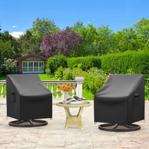 Mrrihand Patio Chair Covers, 2 Pack Outdoor Swivel Lounge Chair Cover, Heavy Duty Patio Rocking Chair Covers, Patio Furniture Covers Waterproof, 30" W×34" D×38.5" H, Black