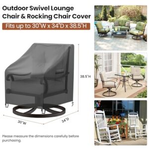 Mrrihand Patio Chair Covers, 2 Pack Outdoor Swivel Lounge Chair Cover, Heavy Duty Patio Rocking Chair Covers, Patio Furniture Covers Waterproof, 30" W×34" D×38.5" H, Black