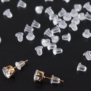 Earring Backs, 500pcs Clear Earring Backings Soft Ear Safety Back Bullet Clutch Stopper Replacement for Studs Fish Hook Earring Hoops, Hypoallergenic