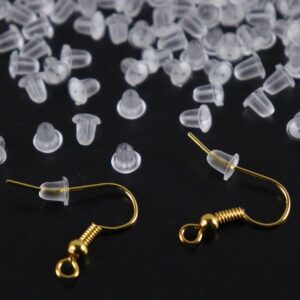 Earring Backs, 500pcs Clear Earring Backings Soft Ear Safety Back Bullet Clutch Stopper Replacement for Studs Fish Hook Earring Hoops, Hypoallergenic