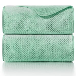 olester 2 pack green 35x70 inch microfiber bath towel sets oversized bath sheets for adults extra large sets for shower pool beach bathroom super soft highly absorbent quick dry towels