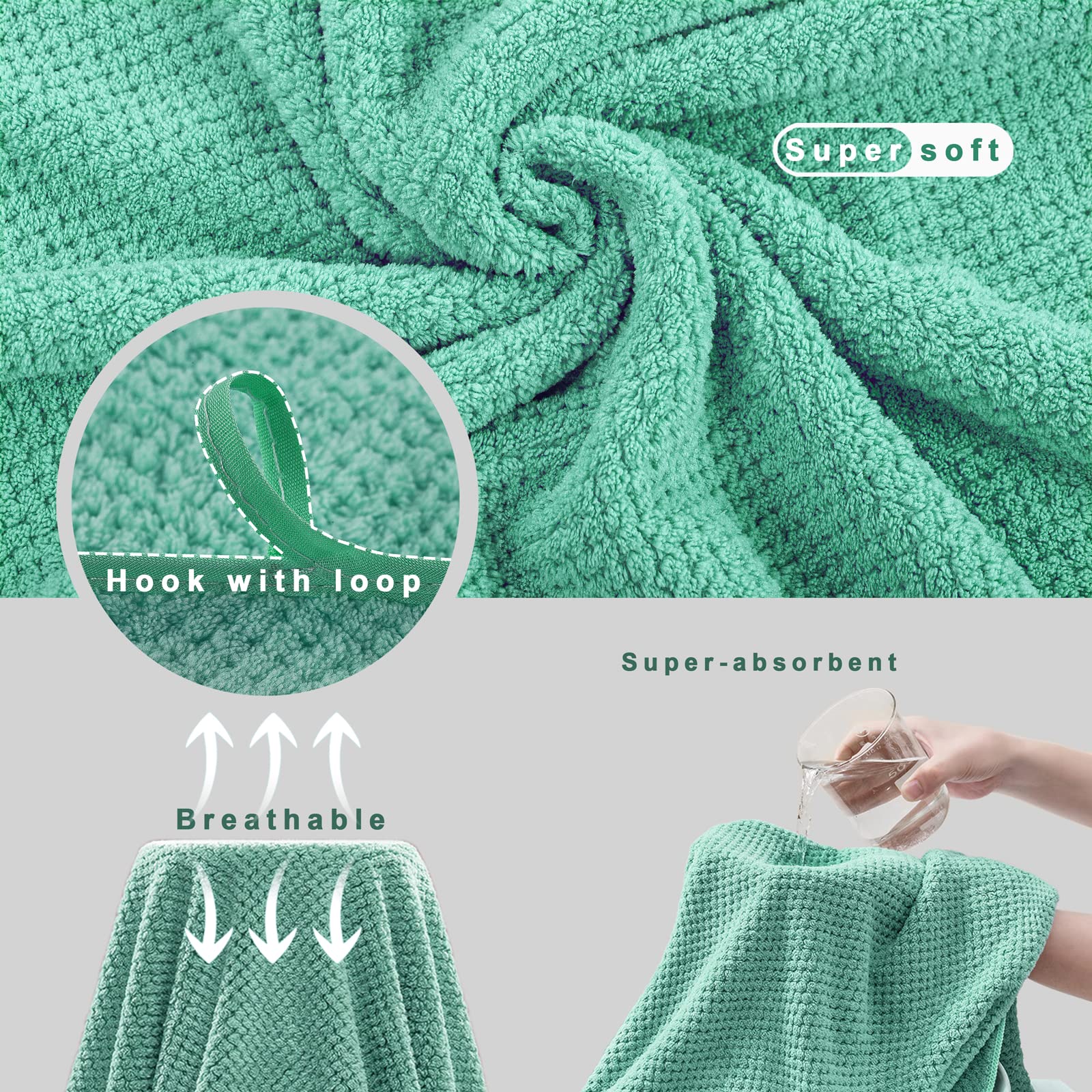 OLESTER 2 Pack Green 35x70 Inch Microfiber Bath Towel Sets Oversized Bath Sheets for Adults Extra Large Sets for Shower Pool Beach Bathroom Super Soft Highly Absorbent Quick Dry Towels