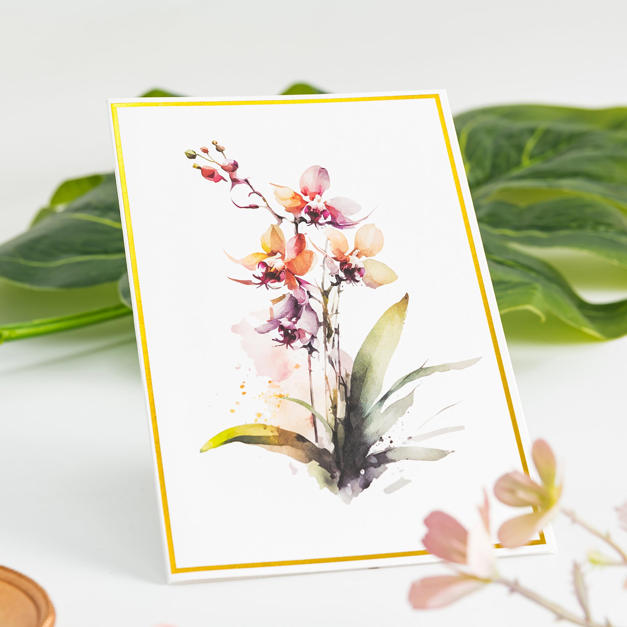 Crisky 50 Floral Greeting Cards with Envelopes Greenery Stationary Cards Watercolor Blank Notecards Envelopes Set, 4"X6" Folded Thank You Cards for Wedding, Baby Shower, Business, Graduation