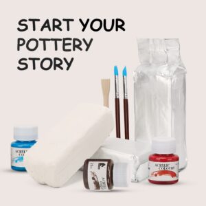 GGsimidale Pottery Kit Air-Dry Clay for Adults-Set Includes: Air-Dry Clay for Adults,Tools,Pigment,Brushes, How-to-Guide,Regular Paint,Pigment Tray