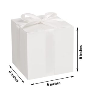 COTOPHER Small Gift Boxes 25 Pack 6x6x6 inches White Gift Boxes with Lids for Gifts, Crafting, Wedding Party Favor, Cupcake Boxes, Candy, Bridesmaids Proposal Box with Ribbons and Stickers