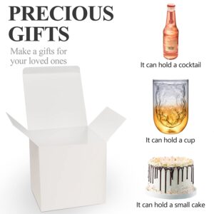 COTOPHER Small Gift Boxes 25 Pack 6x6x6 inches White Gift Boxes with Lids for Gifts, Crafting, Wedding Party Favor, Cupcake Boxes, Candy, Bridesmaids Proposal Box with Ribbons and Stickers