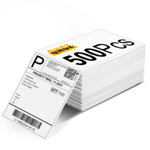 4x6 Thermal Labels, 500Pcs Shipping Labels for Printer, QNCZ Fanfold Commercial Grade Direct Thermal Printer Paper for Rollo Label Printer and Zebra