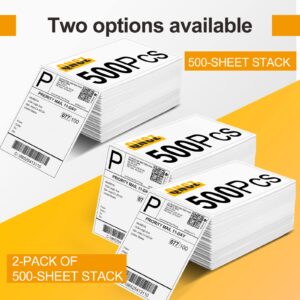 4x6 Thermal Labels, 500Pcs Shipping Labels for Printer, QNCZ Fanfold Commercial Grade Direct Thermal Printer Paper for Rollo Label Printer and Zebra