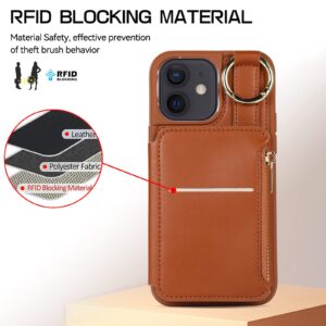 Furiet Wallet Case for iPhone 11 6.1 with Wrist and Shoulder Strap Card Holder Ring Stand Flip PU Leather 6+ Card Slots RFID Blocking Phone Cover for iphone11case iPhone11 i Phone11 11s XI 11R Brown