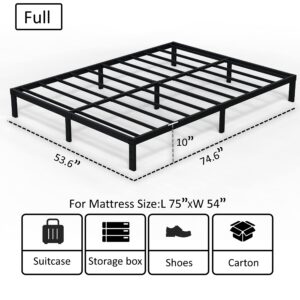 EMODA 10 Inch Full Size Bed Frame Heavy Duty Metal Platform No Box Spring Needed, Easy Assembly Noise Free, Black