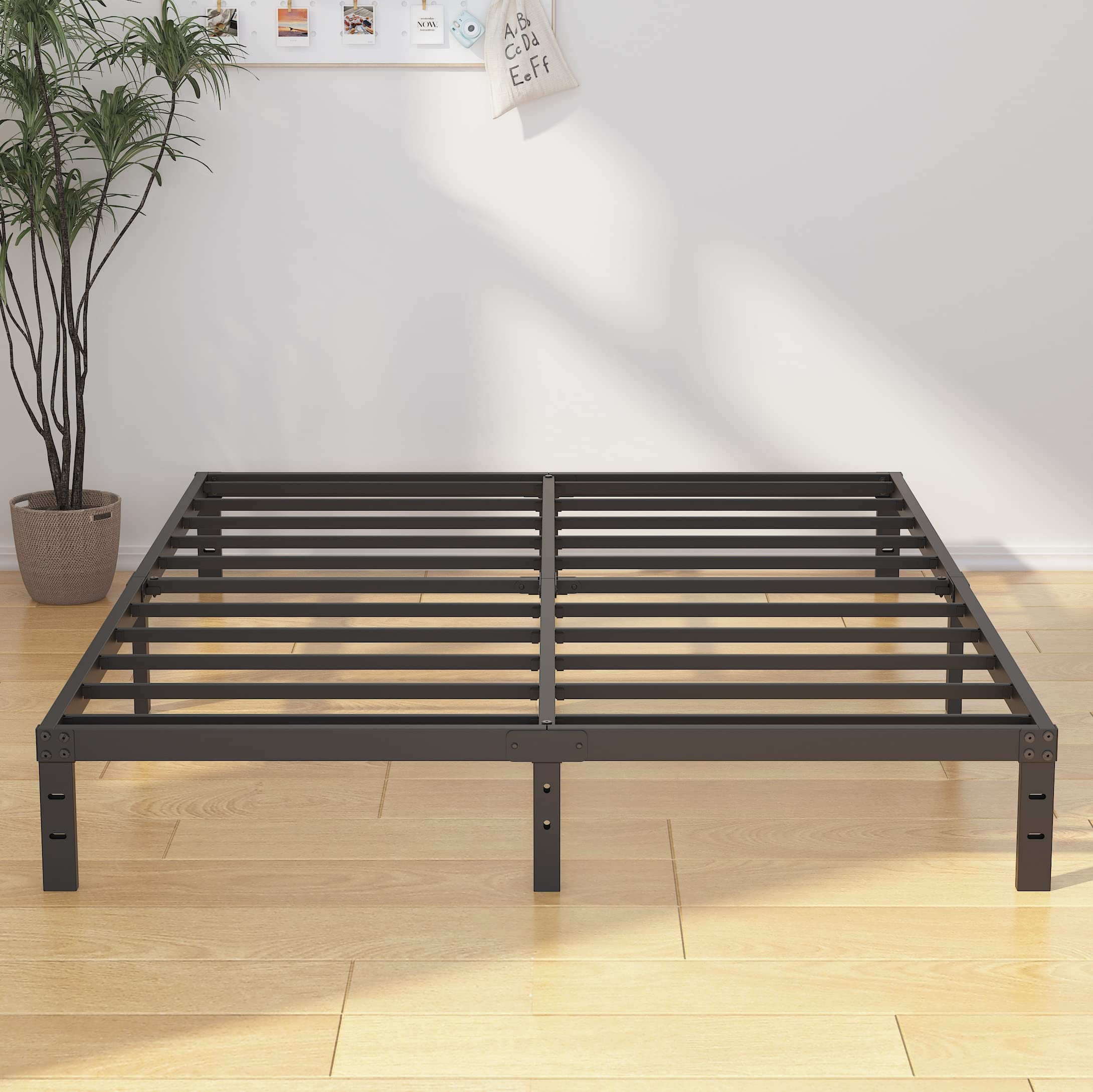 EMODA 10 Inch Full Size Bed Frame Heavy Duty Metal Platform No Box Spring Needed, Easy Assembly Noise Free, Black