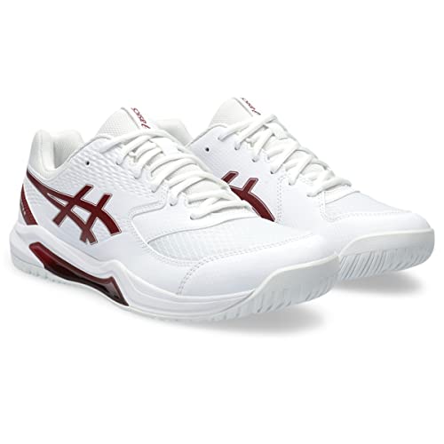 ASICS® GEL-Dedicate® 8 Tennis Shoes for Men – Synthetic Leather and Mesh Upper – EVA Midsole – Lace-up Closure White/Antique Red 10 D - Medium