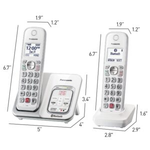 Panasonic Cordless Phone with Answering Machine, Link2Cell Bluetooth, Voice Assistant and Advanced Call Blocking, Expandable System with 4 Handsets - KX-TGD864W (White)