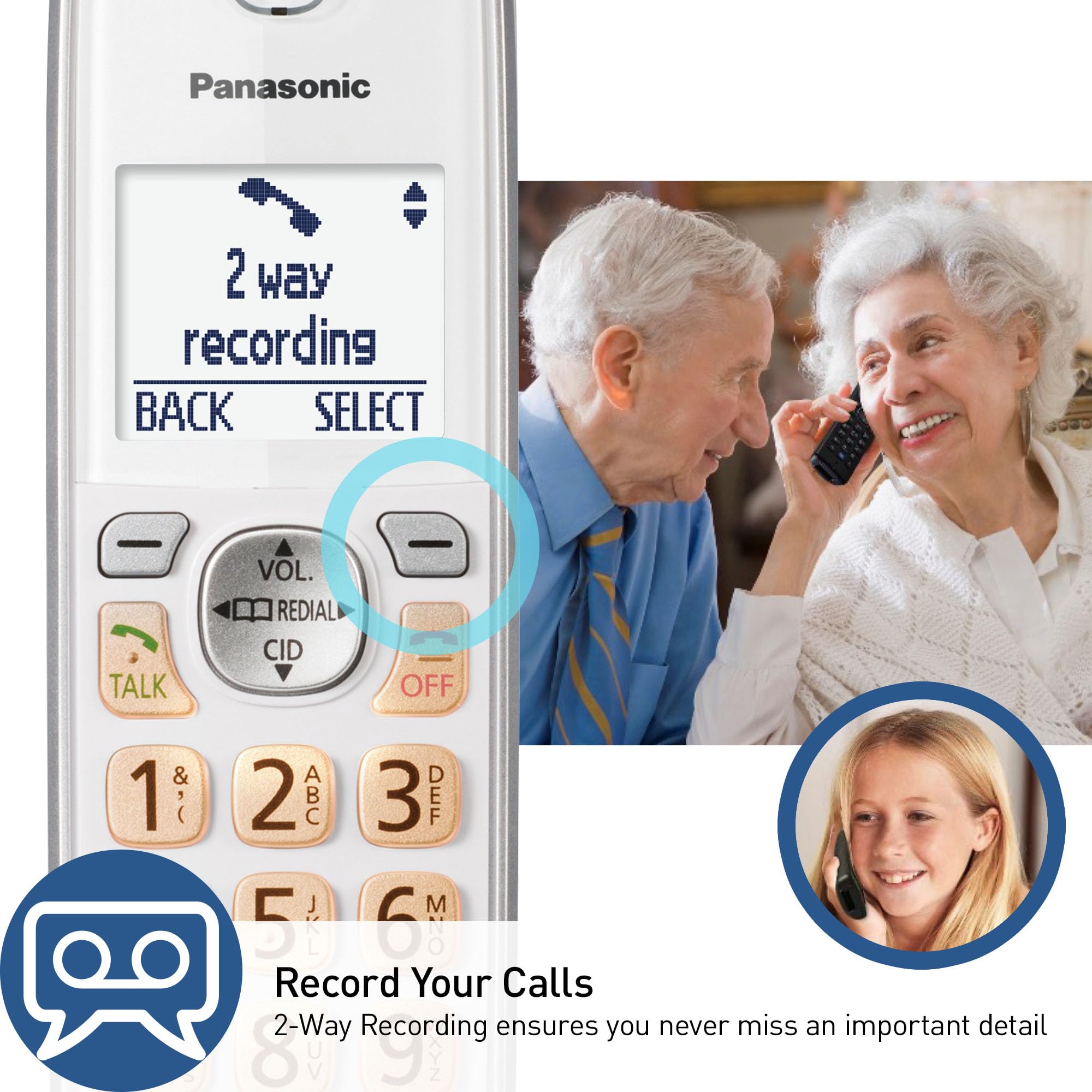 Panasonic Cordless Phone with Answering Machine, Link2Cell Bluetooth, Voice Assistant and Advanced Call Blocking, Expandable System with 4 Handsets - KX-TGD864W (White)