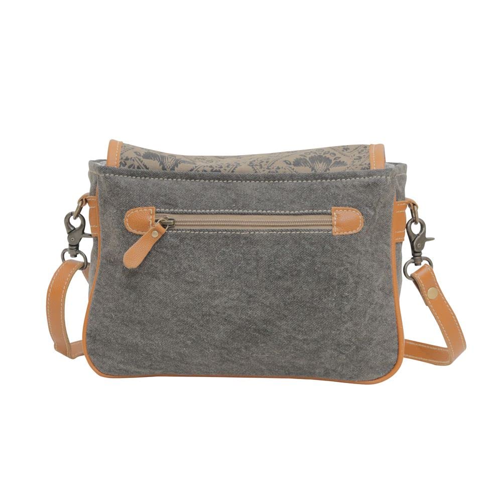 Myra Bag Western Leather Messenger Bag for Women - Upcycled Canvas Shoulder Crossbody Bag