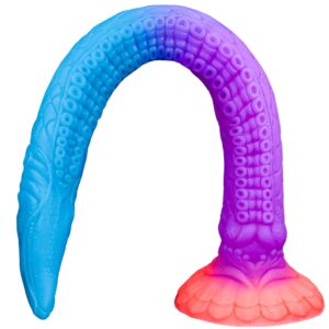 huge tentacle dildo dragon anal dildo,17.7" long monster dildo alien dildos glow in the dark, silicone anal toys thick large butt plug for deepest sex, horse knot animal dildo for men & women