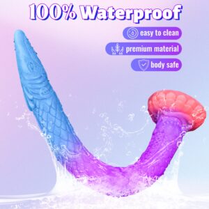 Huge Tentacle Dildo Dragon Anal Dildo,17.7" Long Monster Dildo Alien Dildos Glow in The Dark, Silicone Anal Toys Thick Large Butt Plug for Deepest Sex, Horse Knot Animal Dildo for Men & Women