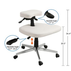 Cross Legged Chair with Adjustable Tilt Angle, Height-Adjustable Kneeling Chair for Office and Home, Ergonomic Office Chair, Criss Cross Chair (white)