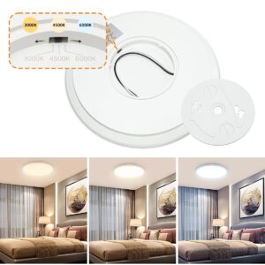 6PACK LED Flush Mount Ceiling Light Fixture, 12Inch 28W Ceiling Light, Dimmable & 3000K/4500K/6000K 3 Color Adjustable Round Ceiling Light 3200LM Low Profile Ceiling Light Fixtures for Kitchen Bedroom