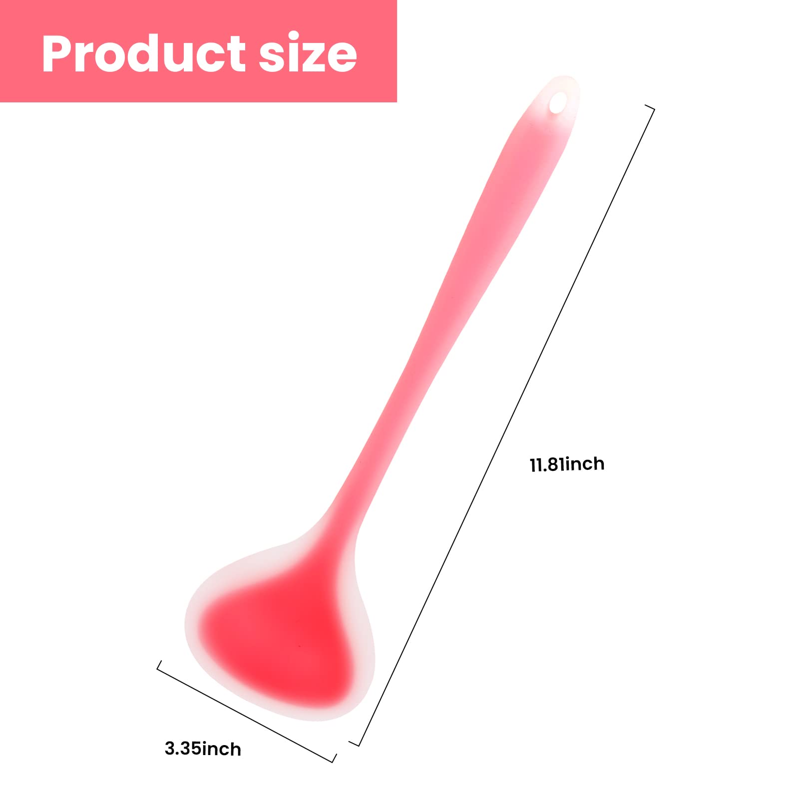 Semitransparent Silicone Soup Spoon 11.8 inches Silicone Ladle Spoon Heat Resistant BPA Free Kitchen Tools for Cooking Stirring Serving Soup(Red)