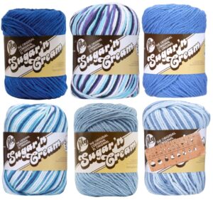 lily sugar 'n cream yarn - 100% cotton - assortment (blueberry)