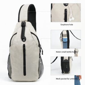 angel wish Sling-Bag Crossbody-Bag Women-Men Backpack-Daypack - Hiking Chest Travel with Water Bottle Pocket Portable Hiking Daypacks For Women Ivory White