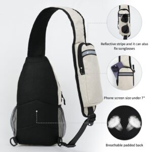 angel wish Sling-Bag Crossbody-Bag Women-Men Backpack-Daypack - Hiking Chest Travel with Water Bottle Pocket Portable Hiking Daypacks For Women Ivory White