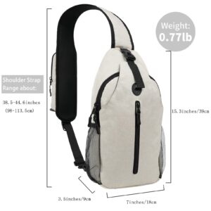 angel wish Sling-Bag Crossbody-Bag Women-Men Backpack-Daypack - Hiking Chest Travel with Water Bottle Pocket Portable Hiking Daypacks For Women Ivory White