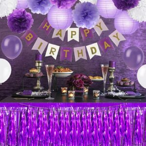 4P Purple Foil Fringe Metallic Streamers Banner Tassel Garland for Parade Floats, Bachelorette, Wedding, Birthday, Halloween, Christmas, Bridal/Baby Shower Party Decorations