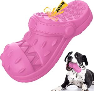 tough dog toys for aggressive chewers, indestructible dog toys, dog chew toys natural rubber dog toy with bleef flavor for small/medium/large interactive squeaky dogs (pink)