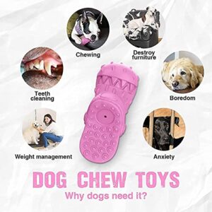 Tough Dog Toys for Aggressive Chewers, Indestructible Dog Toys, Dog Chew Toys Natural Rubber Dog Toy with Bleef Flavor for Small/Medium/Large Interactive Squeaky Dogs (Pink)