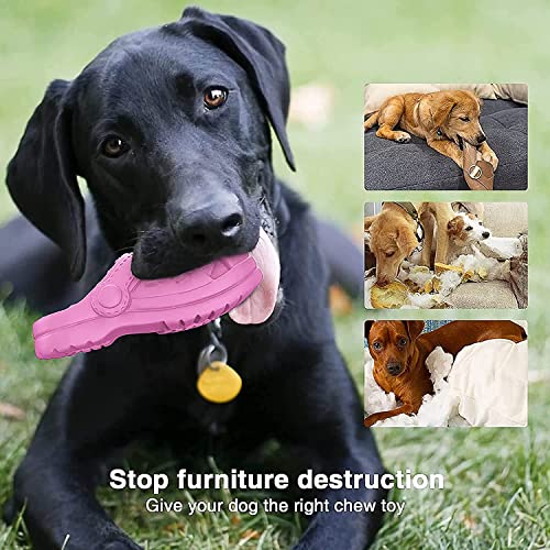 Tough Dog Toys for Aggressive Chewers, Indestructible Dog Toys, Dog Chew Toys Natural Rubber Dog Toy with Bleef Flavor for Small/Medium/Large Interactive Squeaky Dogs (Pink)