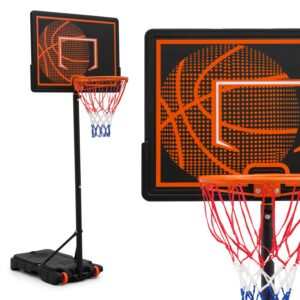 monibloom basketball hoop portable height adjustable basketball hoop stand, 29" backboard basketball goals indoor outdoor garage, 5 to 7 ft adjustable height basketball hoop for youth use, black