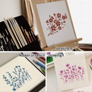 16 Pieces Wildflower Stencils for Painting, Reusable Small Spring Wild Flower Stencils Wall Stencils, DIY Small Drawing Template Stencil for Painting on Wood Wall Canvas Home Decor(5x6Inch)