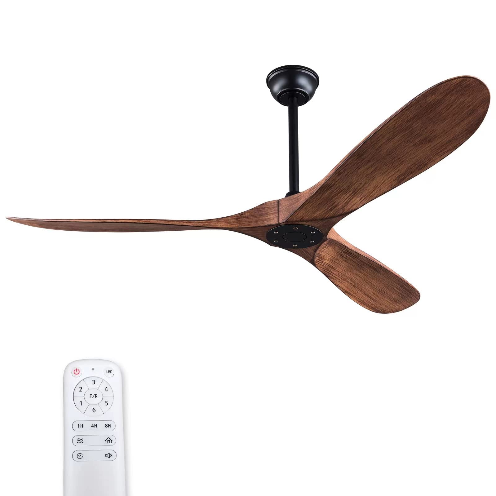 KBZZ 60'' Ceiling Fan without Light, Modern ABS Ceiling Fan with Remote Control, Outdoor Ceiling Fan No Light with Silent Reversible DC Motor, Indoor Ceiling Fan for Patio Living Room