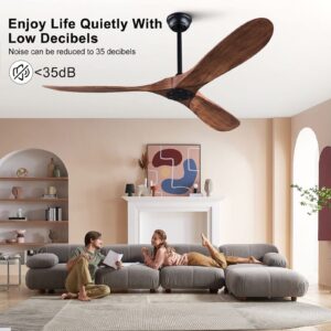 KBZZ 60'' Ceiling Fan without Light, Modern ABS Ceiling Fan with Remote Control, Outdoor Ceiling Fan No Light with Silent Reversible DC Motor, Indoor Ceiling Fan for Patio Living Room