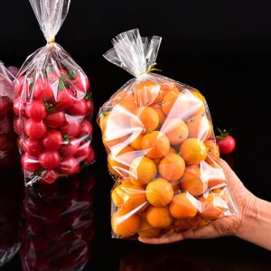 50 Pcs 14x18 inch Cellophane Wrap Cello Cellophane Treat Bags Clear Flat for Gift Wrapping, Bakery, Cookie, Candies, Dessert, Baskets Packaging with Color Twist Ties