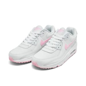 Nike Big Kid's Air Max 90 LTR White/Pink Foam-White White (CD6864 121) - 5