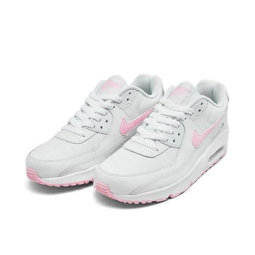 Nike Big Kid's Air Max 90 LTR White/Pink Foam-White White (CD6864 121) - 5