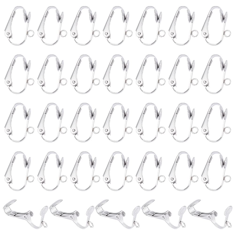 UNICRAFTALE 50Pcs Clip-on Earrings Findings Stainless Steel Clip-on Earring Non-Piercing Earrings Ear Clip Earring DIY Clip-on Earrings for Jewelry Making 16mm