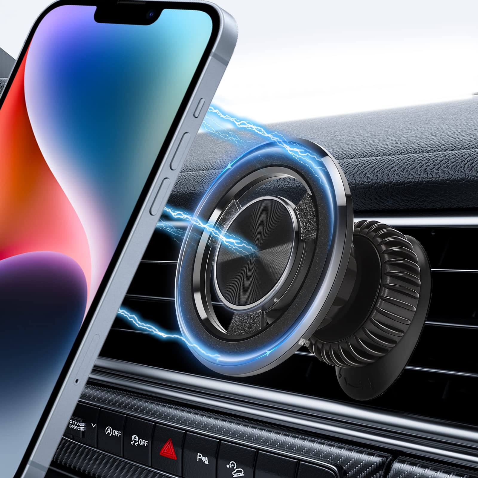 JQKZH Phone Holder for Car, Magnetic car Mounted iPhone Holder, Easy Installation, Strong Magnets & Stable Hook，Hands-Free Phone Holder, Compatible Mount car Accessories Fit for All Smartphones