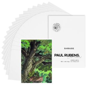 Paul Rubens High Absorption Watercolor Paper, Painting Paper Acid-Free Hot Pressed 7.87 * 5.43'', 100% Cotton 300gsm 20 Sheets, Art Supplies Watercolor Drawing for Beginners, Artists…