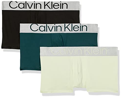 Calvin Klein Men's Reconsidered Steel Micro 3-Pack Trunk, Black, Ponderosa Pine, Spring Onion, Medium