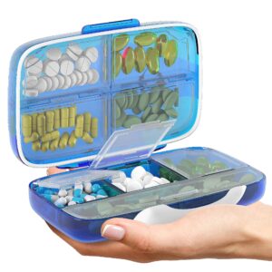 pill organizer airtight pill box large pill dispenser home travel supplement holder portable vitamin sorter jumbo size 8 compartment airtight vitamin container daily medicine travel essentials