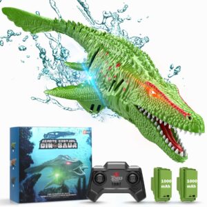 hscopter remote control dinosaur, 2.4g water toys rc boat with light module batteries boat for swimming pool lake bathroom bath birthday party kids boys girls