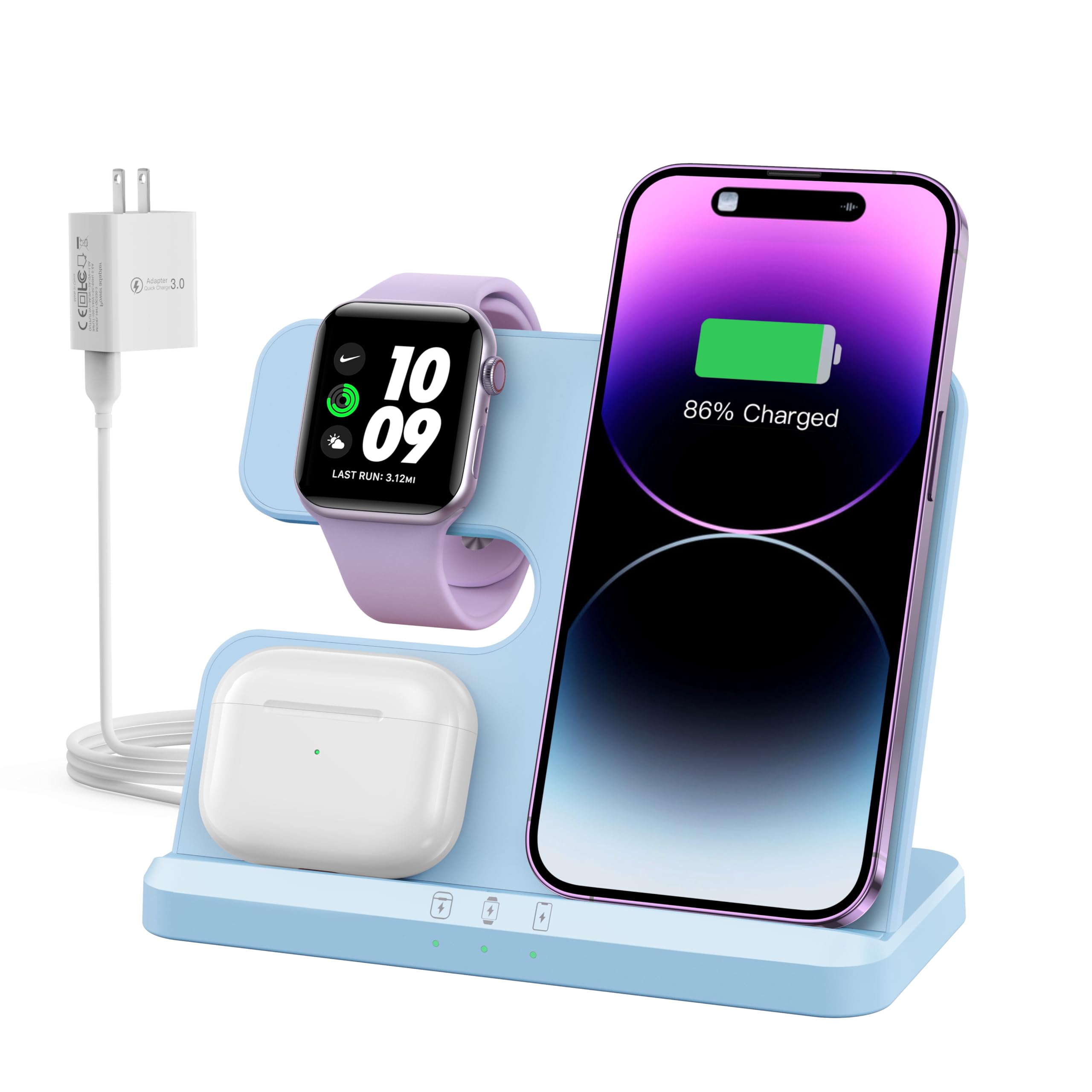 𝟮𝟬𝟮𝟯 𝗡𝗲𝘄 JARGOU 3 in 1 Wireless Charging Station Wireless Charger for iPhone 14 13 12 11 Pro Max/X/8 Charging Station for Multiple Devices for Apple Watch for AirPods 2/3/Pro/Pro 2