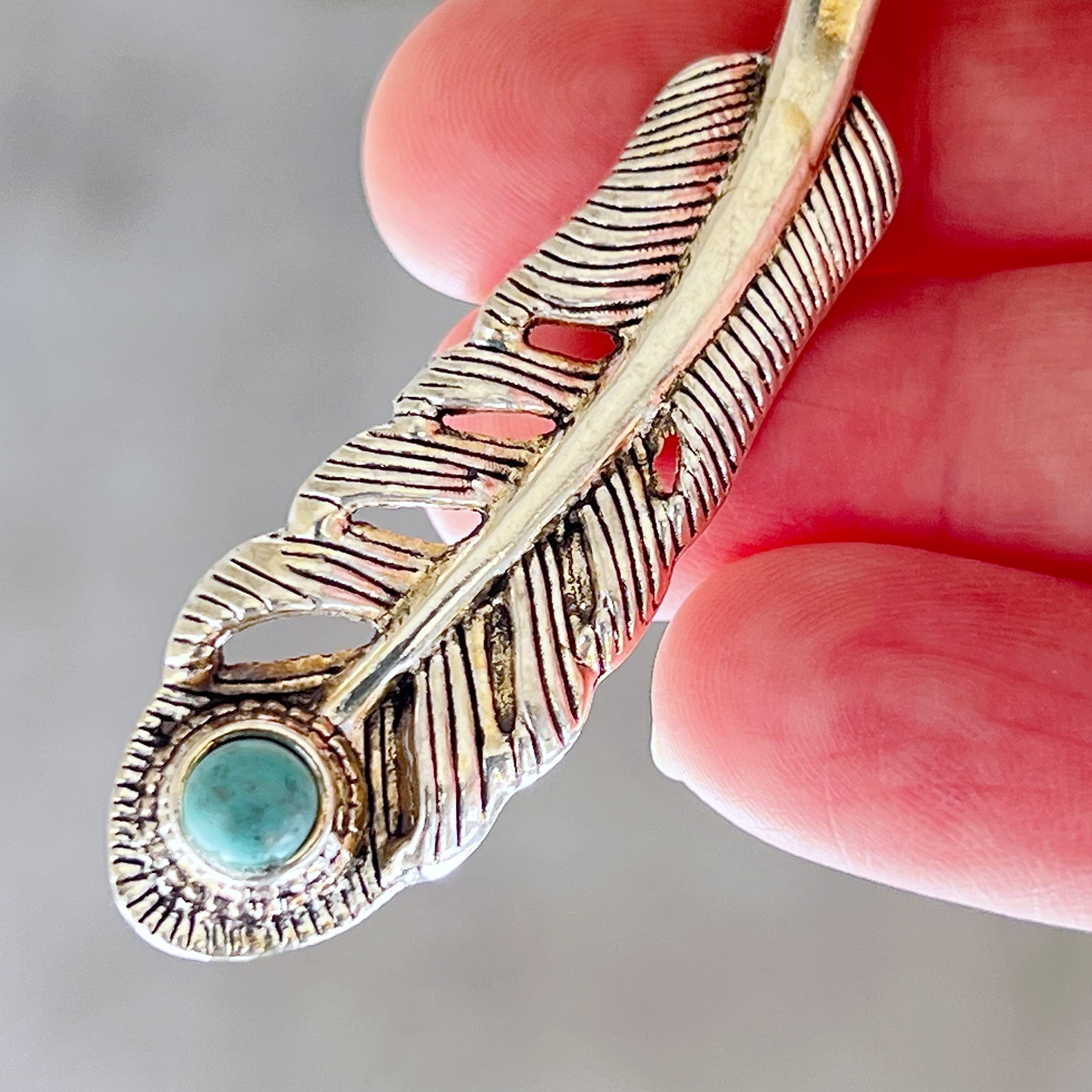 Silver Boho Feather Western Turquoise Zipper Pull for Backpacks, Cute Rhinestone Purse Charms, Unique Custom Handbag Jewelry, Personalized Zipper Charms, Camera Bag Charms, Cool Key Chain Charm