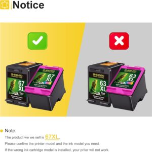 SHEENGO Remanufactured Ink Cartridge Replacement for HP 67XL Ink Cartridges Black Color Combo Pack for Envy 6055e 6055 6052 6075 Envy Pro 6455e 6455 6475 6458 DeskJet 4155 2755e 2755 (Black, Color)